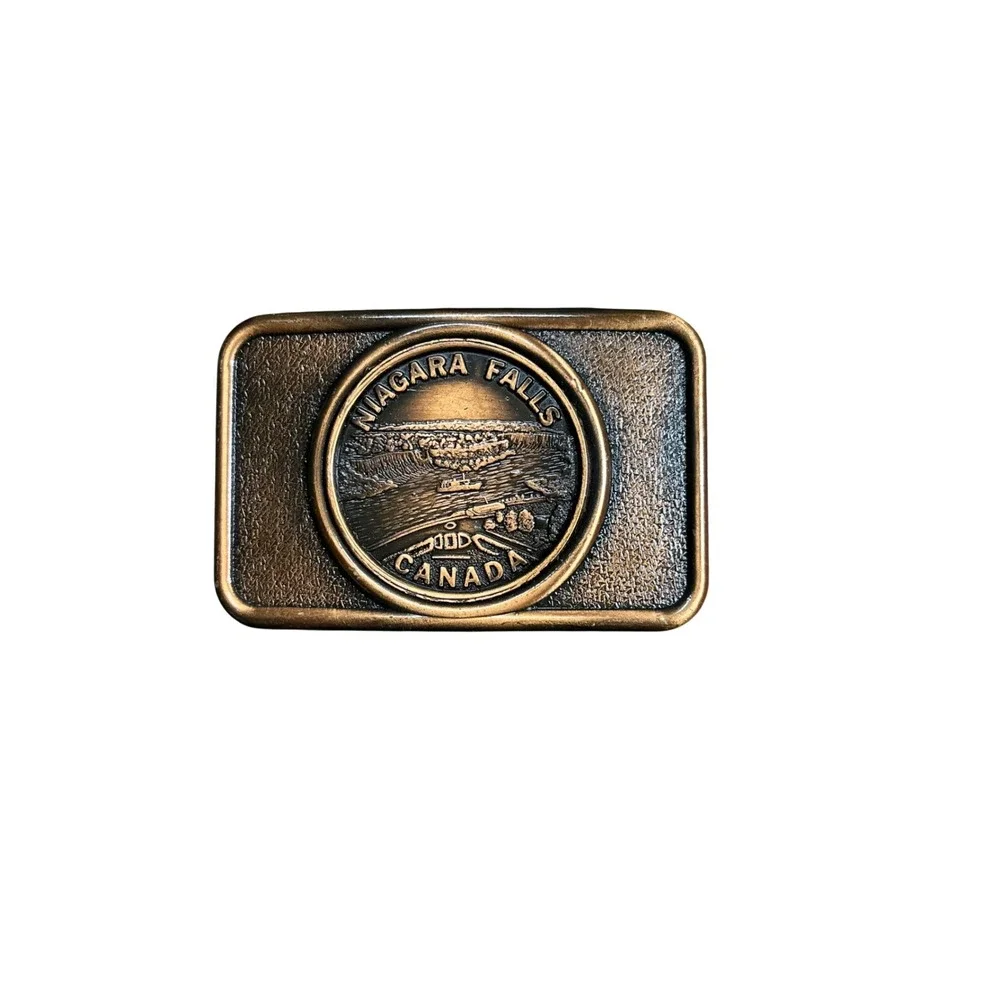 Vintage Niagara Falls Canada Souvenir Belt Buckle Bronze Tone Metal Relief